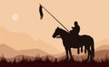 black silhouette of a medieval knight on a horse, against the sky Royalty Free Stock Photo